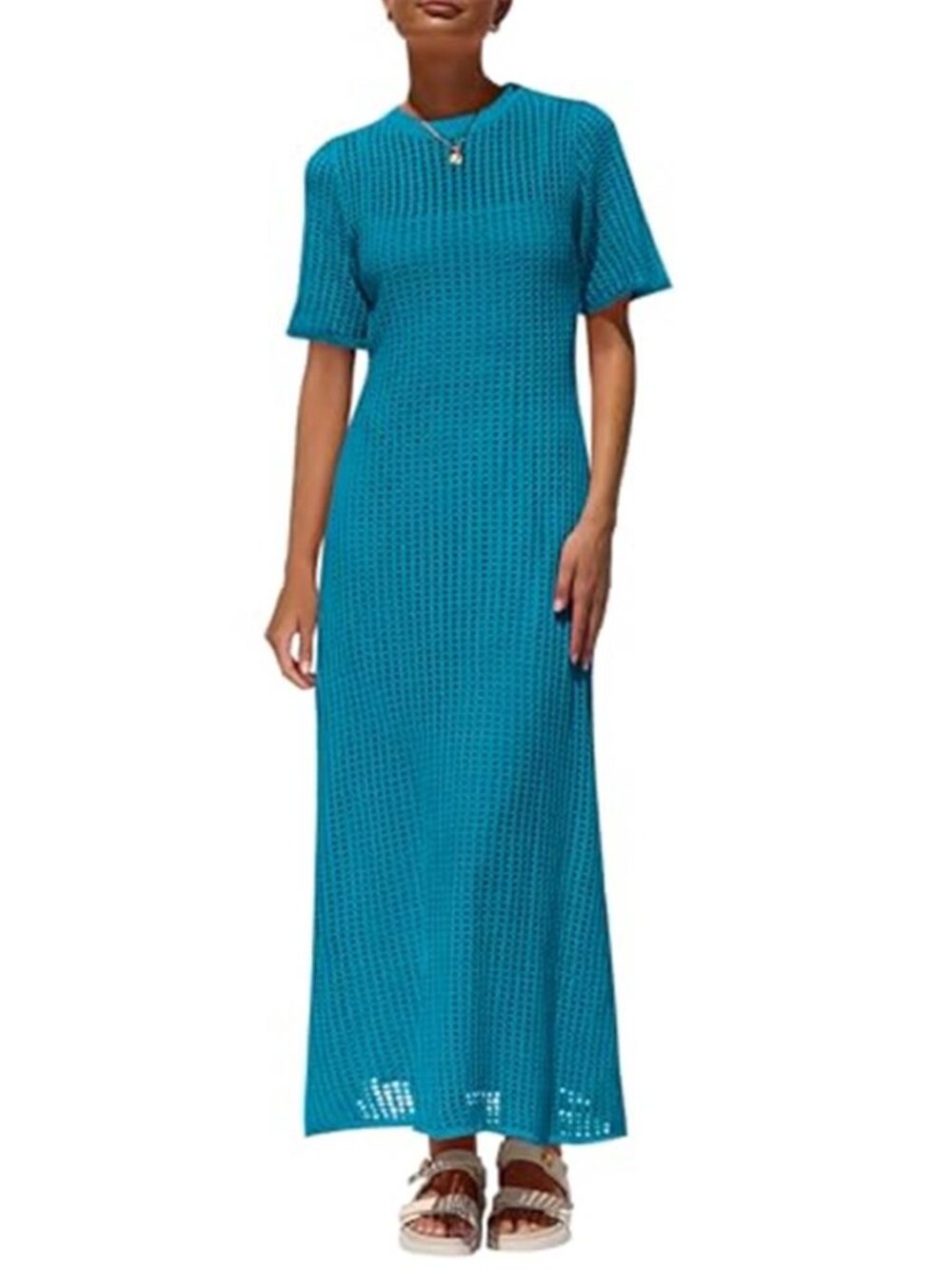 Womens Eyelet Crochet Maxi 2 Piece Dress Sets